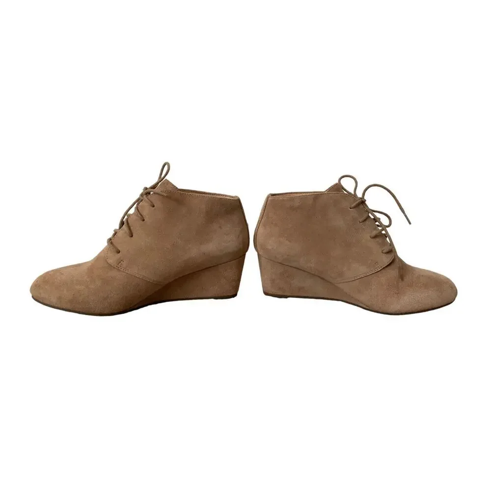 Vionic Elevated Becca Wedge Suede Weather-resistant Bootie Light Tan US 6.5